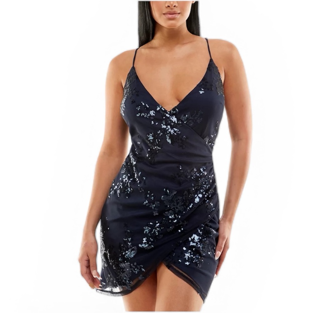 NWT Speechless Navy Sequin Dress Juniors Size 5 Formal